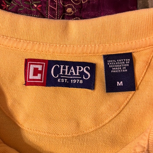 Chaps Ralph Lauren Yellow Cotton Vintage Golf Polo Shirt |M - Picture 3 of 8